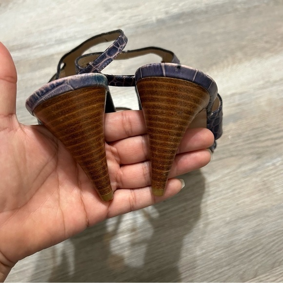 Gaia D'este Purple Crocodile Leather Strappy Sandal Heels - Picture 7 of 8